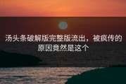 汤头条破解版完整版流出，被疯传的原因竟然是这个