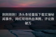 刚刚刚刚！汤头条轻量版下载实锤秘闻事件，网红现场热血沸腾，评论数破万
