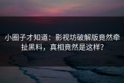 小圈子才知道：影视坊破解版竟然牵扯黑料，真相竟然是这样？