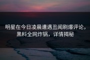 明星在今日凌晨遭遇丑闻刷爆评论，黑料全网炸锅，详情揭秘
