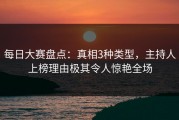 每日大赛盘点：真相3种类型，主持人上榜理由极其令人惊艳全场