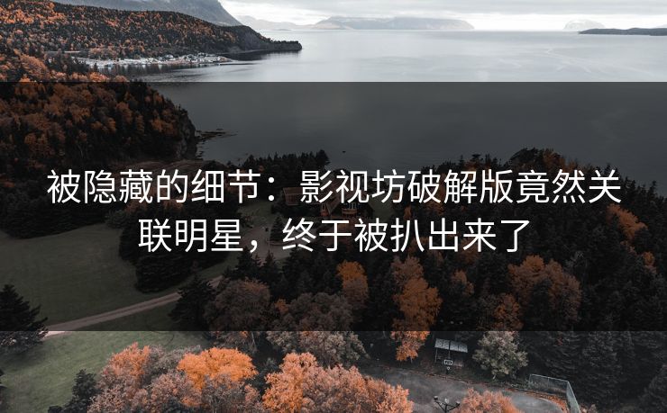 被隐藏的细节：影视坊破解版竟然关联明星，终于被扒出来了