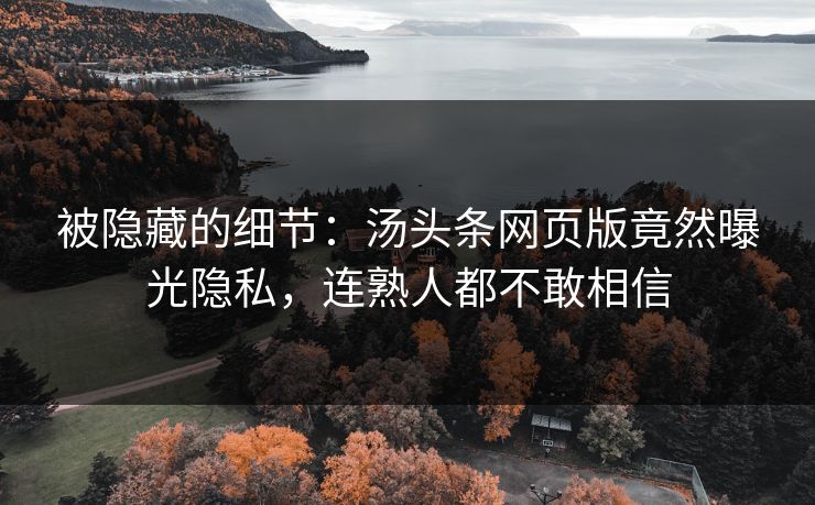 被隐藏的细节：汤头条网页版竟然曝光隐私，连熟人都不敢相信