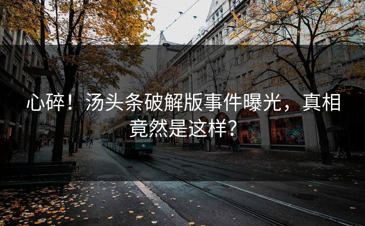 心碎！汤头条破解版事件曝光，真相竟然是这样？