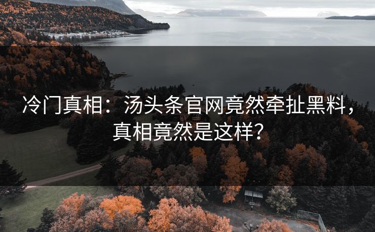冷门真相：汤头条官网竟然牵扯黑料，真相竟然是这样？
