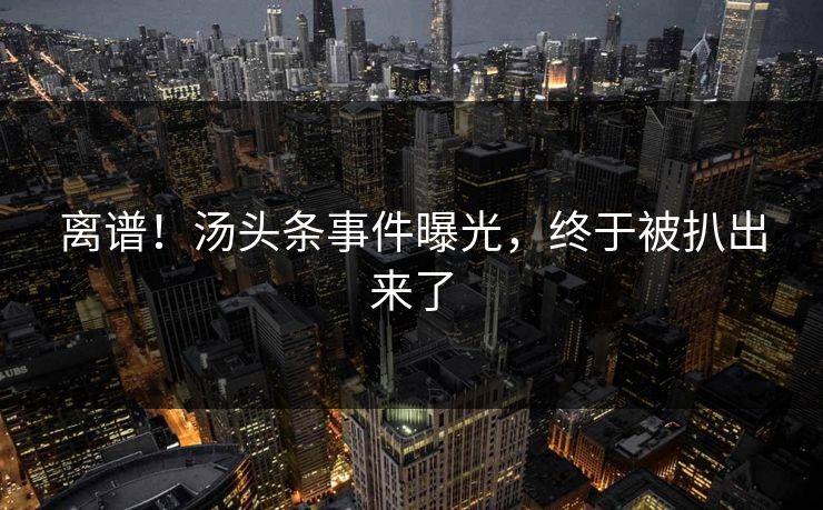 离谱！汤头条事件曝光，终于被扒出来了