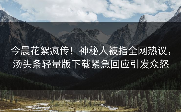 今晨花絮疯传！神秘人被指全网热议，汤头条轻量版下载紧急回应引发众怒