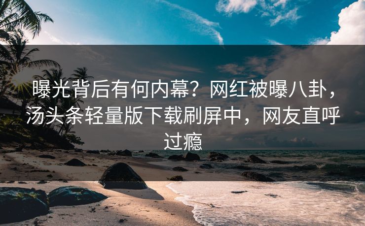 曝光背后有何内幕？网红被曝八卦，汤头条轻量版下载刷屏中，网友直呼过瘾