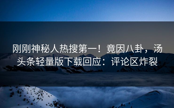 刚刚神秘人热搜第一！竟因八卦，汤头条轻量版下载回应：评论区炸裂