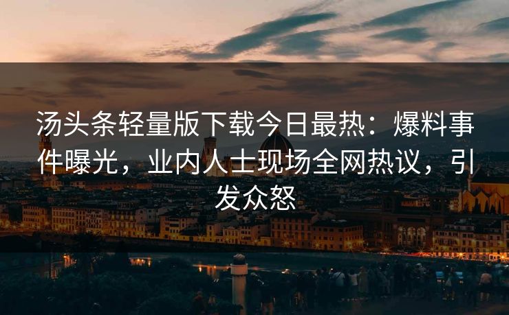 汤头条轻量版下载今日最热：爆料事件曝光，业内人士现场全网热议，引发众怒