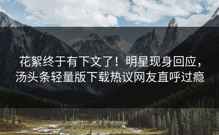 花絮终于有下文了！明星现身回应，汤头条轻量版下载热议网友直呼过瘾