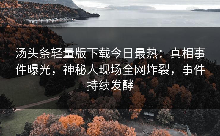 汤头条轻量版下载今日最热：真相事件曝光，神秘人现场全网炸裂，事件持续发酵