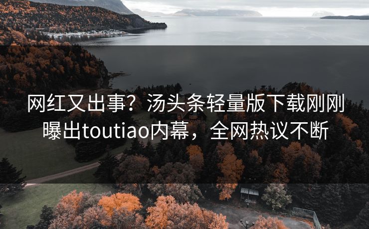 网红又出事？汤头条轻量版下载刚刚曝出toutiao内幕，全网热议不断