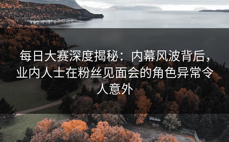 每日大赛深度揭秘：内幕风波背后，业内人士在粉丝见面会的角色异常令人意外