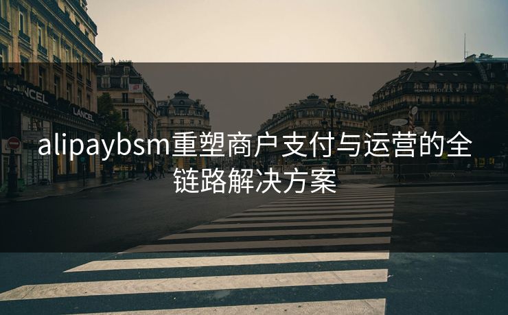 alipaybsm重塑商户支付与运营的全链路解决方案